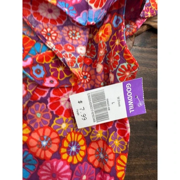 Pinch Canyon Trail Dress Floral Print Ruffle Sleeve Mini Colorful Size Large - Picture 4 of 9